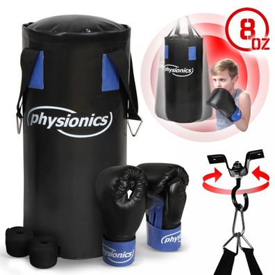 Physionics® Kinder Boxset Boxsack Gefüllt Boxhandschuhe Sandsack Boxen Set 10 kg