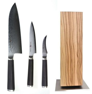 4 teiliges Messerset Santoku Allzweckmesser Schälmesser und Messerblock