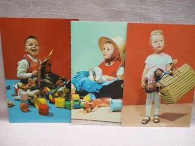 alte AK Postkarte ANCO Nr 123 : Kinder spielen mit Steiff-Tieren
