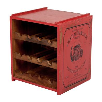 Flaschenbox SURAT Antique Red Mahagoni ca. H40cm Shabby Weinregal Cube Regal