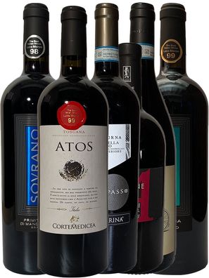 6 Flaschen Kennenlernpaket der TOP italienischen Rotweinen