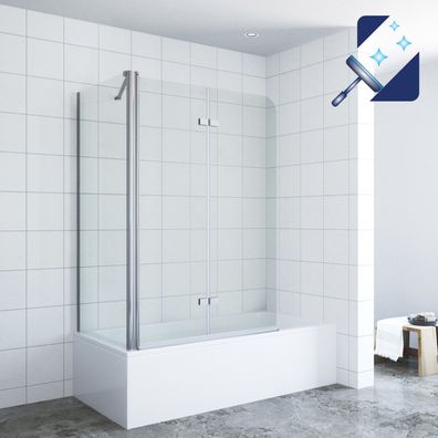 Duschabtrennung Eck Duschtrennwand für Badewanne Badewannenaufsatz mit Seitenwand