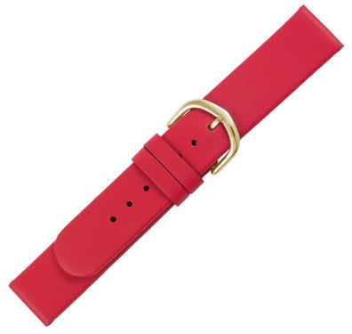 Minott > Uhrenarmband Kalbsleder rot flaches glattes > gleichlaufend