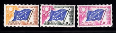 1963 Frankreich Dienst-Europarat MiNr. 7-9, postfrisch