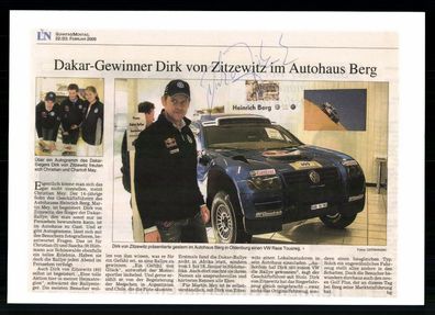 Dirk von Zitzewitz Original Signiert Rallye Dakar Sieger 2009 ## G 27265