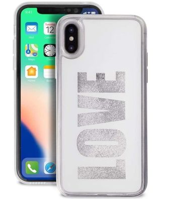 Puro Cover Aqua Love Glitzer Case SchutzHülle SnapOn Tasche für iPhone X / XS
