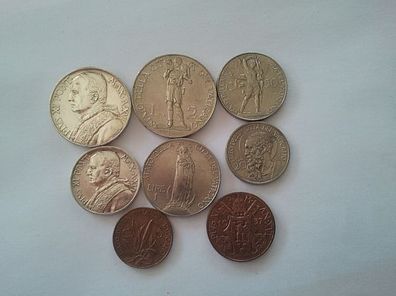 Original Kursmünzensatz KMS 1937 Vatikan KMS 1937 ohne 100 Lire Gold
