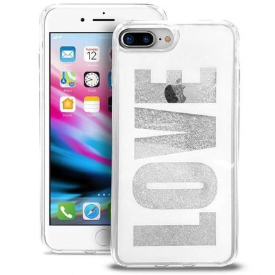 Puro Cover Aqua Love Glitzer Case SchutzHülle Tasche für iPhone 7 Plus 8 Plus