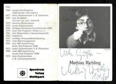 Mathias Richling Speetrum Verlag Autogrammkarte Original Signiert ## BC 161056
