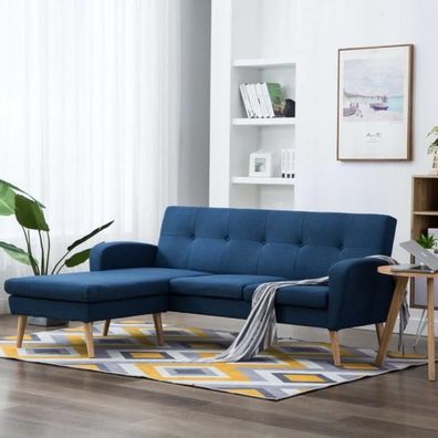 Sofa in L-Form Stoffbezug 186 x 136 x 79 cm Blau