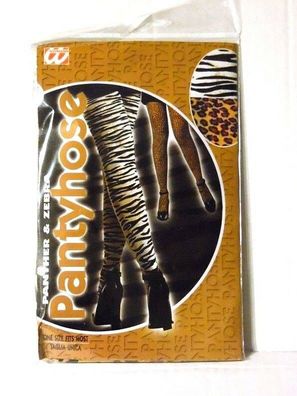 Fasching Damen Nylon Strumpfhose Zebra - Panther Tier Muster Einheitsgrösse