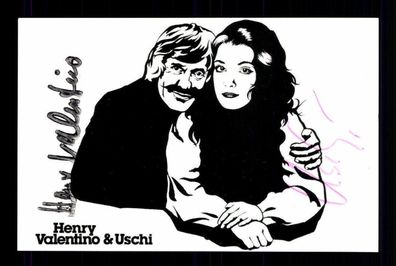Henri Valentino und Uschi Autogrammkarte Original Signiert ## BC 73093