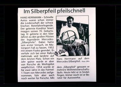 Hans Herrmann Foto Original Signiert Formel 1 Fahrer 1953-1961 ##BC G 27039