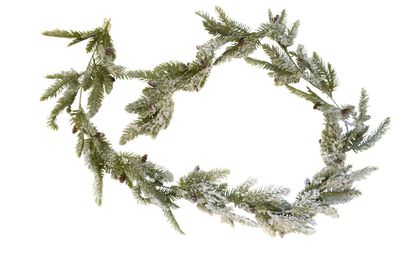 Tannengirlande grün beschneit mit Zapfen ca. 210 cm Kunstblume Tanne Girlande