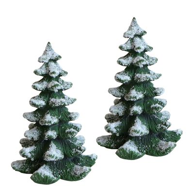 2x Deko Tanne grün mit Kunstschnee 11x17cm Tannenbaum Figur Winter Weihnachten