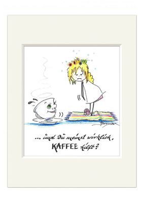 Bild Engel Und Du meinst wirklich Kaffee hilft? 30cm Kunstdruck H. Brosien