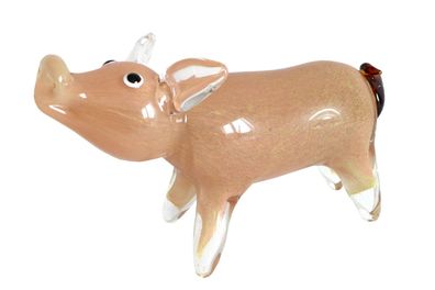 Glasfigur Schwein Dekofigur Glas Figur 20x13 cm Dekoration Glastier Schweinchen