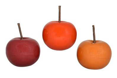 3er Set Dekoobjekt Apfel 11x8 cm Dekofrüchte Figur Dekofigur Frucht Früchte