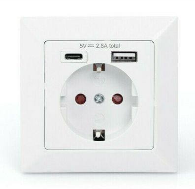 heimwerkerhit - 230V Steckdose mit 2 x USB Ladegeräten bis 3.4 A, Reinweiß  seidenmatt - imabo®