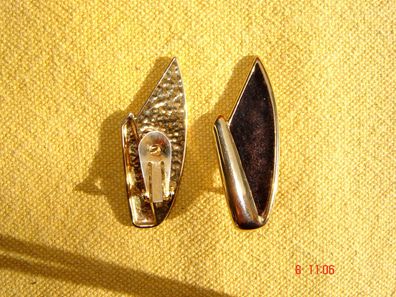Vintage Ohrclips goldfarben Clip Einlage Leder Einzelstück 4,9cm Z p