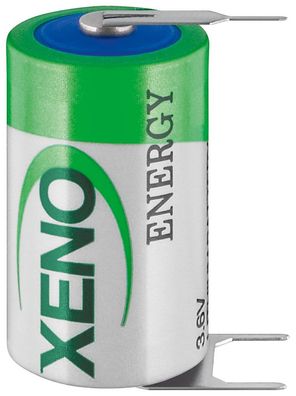 Xeno - XL-050 T3 - 1/2AA 3,6 Volt 1200mAh Lithium - Printmontage (1/2 + /-)