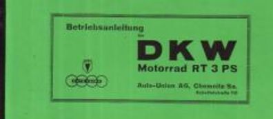 DKW Betriebsanleitung, RT 3 PS, Motorrad, Oldtimer