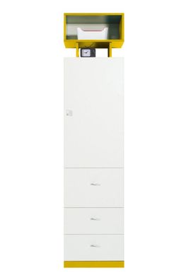 Jugendzimmer - Schrank "Geel" 25, Weiß / Gelb - Abmessungen: 195 x 45 x 40 cm (H