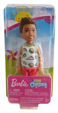 Barbie FXG78 Club Chelsea Jungen Puppe brünett mit Fast-Food Shirt