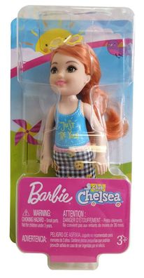 Barbie FXG81 Club Chelsea Mädchen Puppe rothaarig mit blauem Shirt