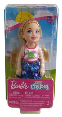 Barbie FXG82 Club Chelsea Mädchen Puppe blond mit gestreiftem Dino Shirt