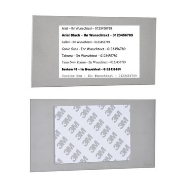 Edelstahlplatte Namensschild 20 x 10 zum Ankleben - inkl. Laserbeschriftung