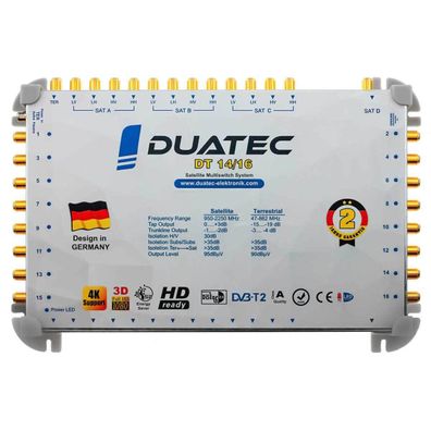 Duatec Multischalter 13/16 Switch FULL HD 3D 4K UHD 16 Teilnehmer SAT Verteiler