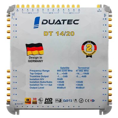 Duatec Multischalter 13/20 Switch FULL HD 3D 4K UHD 20 Teilnehmer SAT Verteiler