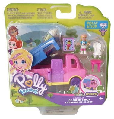 Mattel Polly Pocket GGC40 Pollyville Eiswagen Mini-Puppen Spielset mit Zubehör