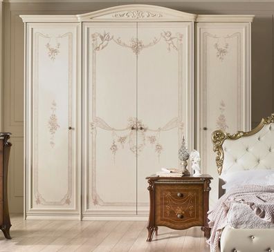 Eleganter Kleiderschrank CHLOE in beige italienisch Barock Deluxe NEU edel
