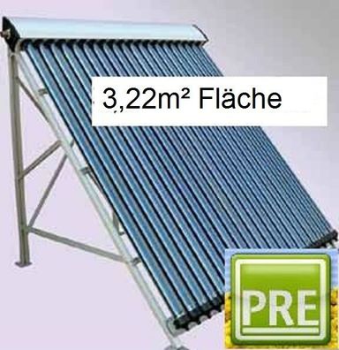 PRE Röhrenkollektor Solaranlage 3,22m² für Flachdach für Warmwasser. prehalle