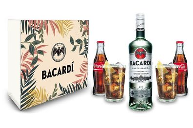 Bacardi Geschenkset - Bacardi Carta Blanca 0,7l 700ml (37,5% Vol) + 2x Coca Col