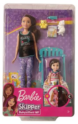 Mattel Barbie GHV88 Skipper Babysitters Schlafenszeit Spielset mit Puppen