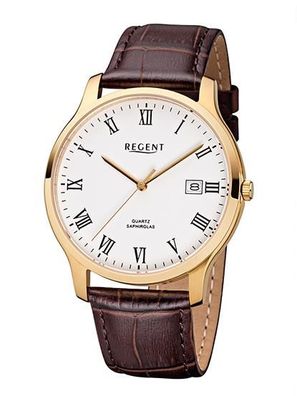 Regent Herren-Armbanduhr XL Analog Quarz Leder 11100234