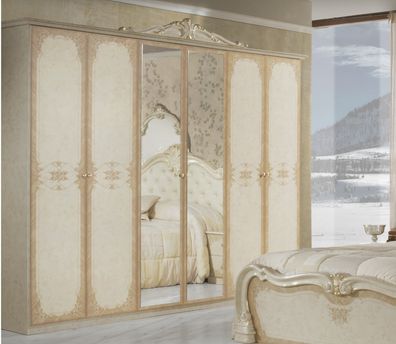 Eleganter Kleiderschrank Tiffany in beige Barock Deluxe edel NEU italienisch