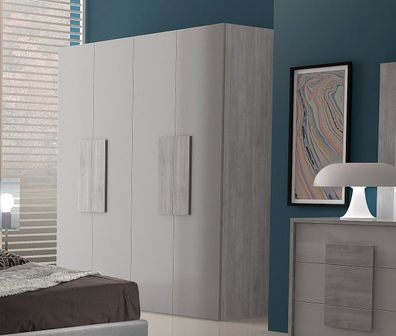 Eleganter Kleiderschrank LINA in weiß grau modern im edlen Design NEU modern elegant