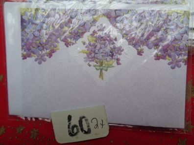 MINI 2x Grußkarten 2x Kouvert Briefpapier Rosen Blumen Blüten Frühling 11x7cm geprägt