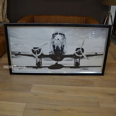 Wandbild Flugzeug Propeller Boeing Kunstdruck Bild Douglas DC-3 Deko eingerahmt
