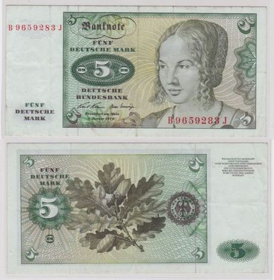 T141732 Banknote 5 DM Deutsche Mark Ro. 269a Schein 2. Januar 1970 KN B 9659283 J