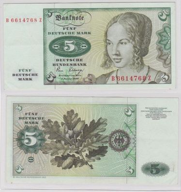 T143851 Banknote 5 DM Deutsche Mark Ro. 285a Schein 2. Januar 1980 KN B 6614768 Z