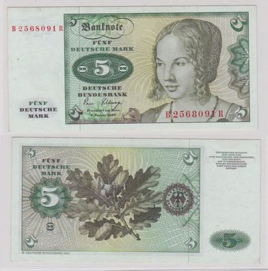 T144833 Banknote 5 DM Deutsche Mark Ro. 285a Schein 2. Januar 1980 KN B 2568091 R