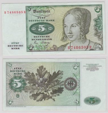 T144780 Banknote 5 DM Deutsche Mark Ro. 285a Schein 2. Januar 1980 KN B 7486505 R