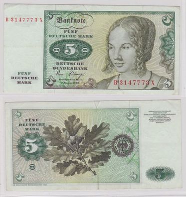 T143827 Banknote 5 DM Deutsche Mark Ro. 285a Schein 2. Januar 1980 KN B 3147773 X