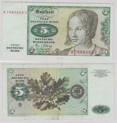 T144827 Banknote 5 DM Deutsche Mark Ro. 285a Schein 2. Januar 1980 KN B 7068493 Z