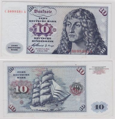 T143848 Banknote 10 DM Deutsche Mark Ro. 263a Schein 2. Jan. 1960 KN C 3099381 A